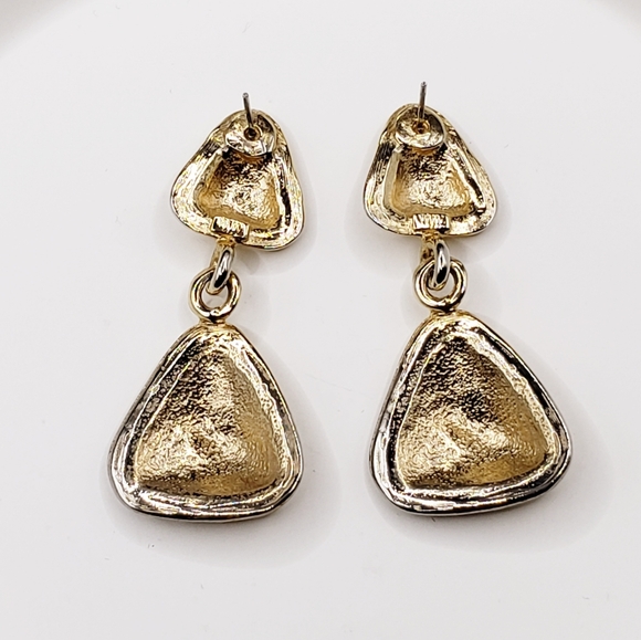 Gold Stacked Triangle Dangly Earrings - Picture 3 of 6
